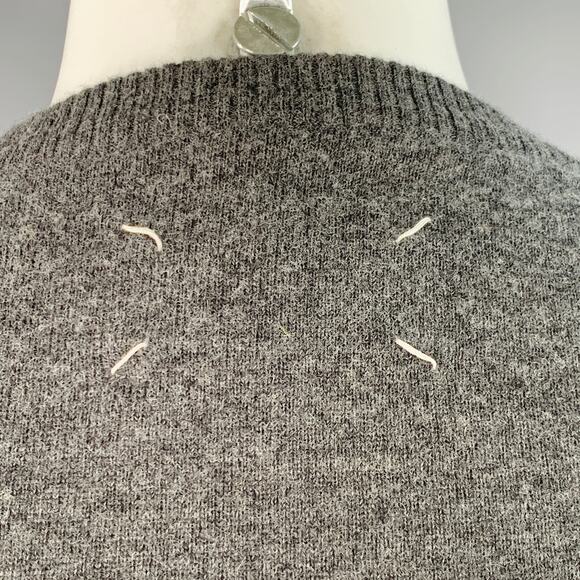 MAISON MARGIELA Size M Grey Brown Wool Suede Elbow Patches Sweater - Picture 4 of 12